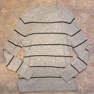 Old Navy Super Soft Grey Mock Neck Sweater with Black & Metallic Silver Stripes